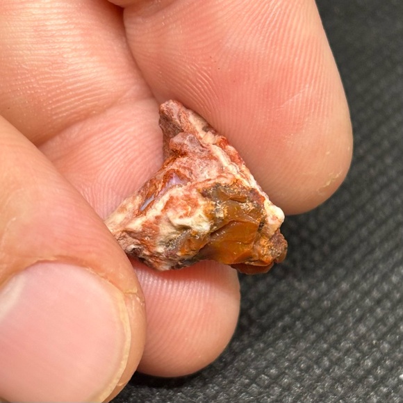 Mexican Fire Wish Bone Opal Specimen With A Fire Red Exterior & Blue Interior - Picture 10 of 13